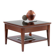BEISTELLTISCH in Nussbaumfarben, Schwarz - Nussbaumfarben/Schwarz, LIFESTYLE, Glas/Holz (70/70/48cm) - Selva