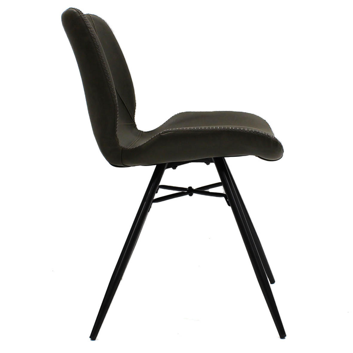 Thumbnail - Mid.you Stuhl-Set, Dunkelgrün, Metall, Textil, Lederoptik, Rundrohr, 47x82x55 cm, Esszimmer, Stühle, Esszimmerstühle