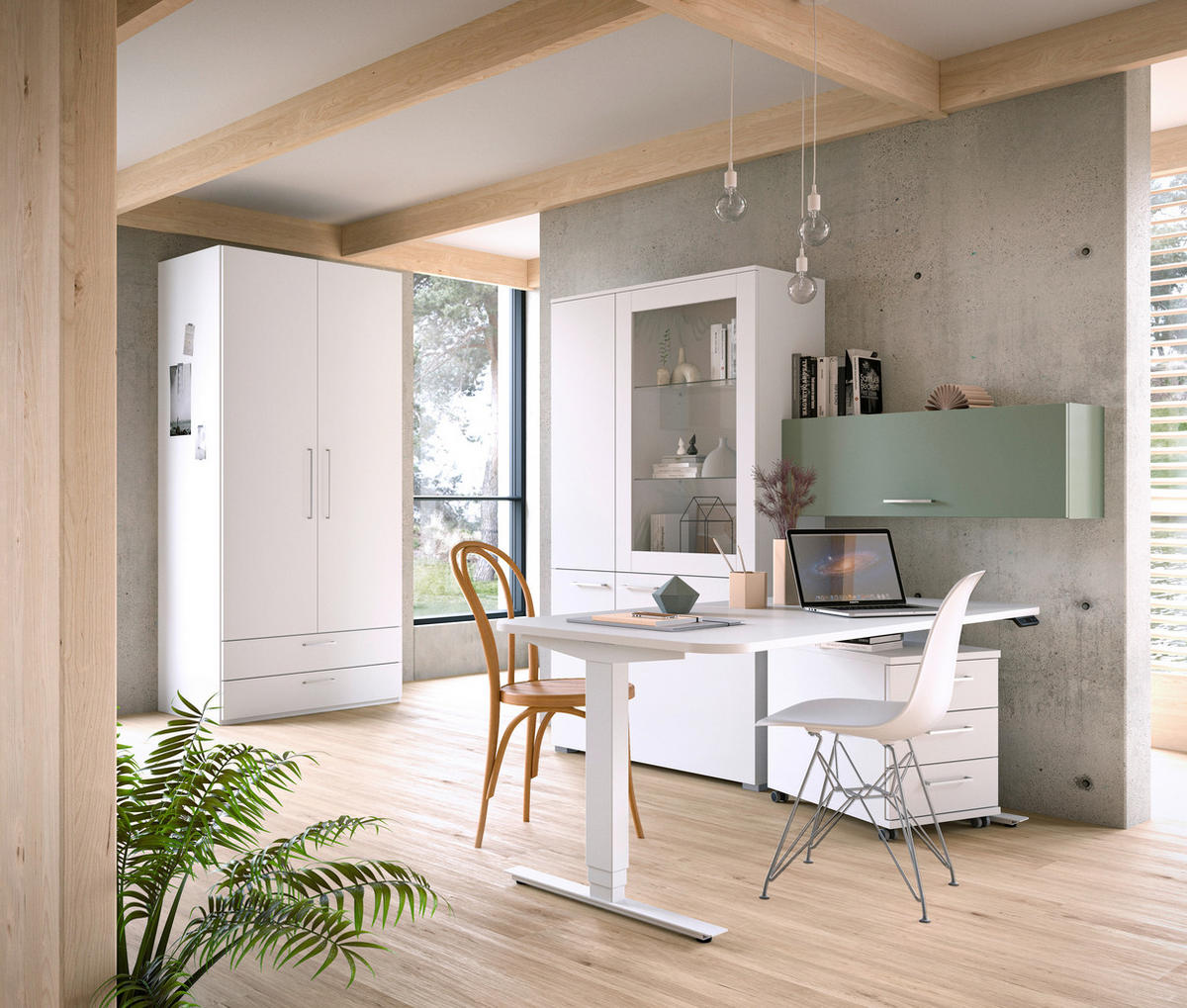 KLEIDERSCHRANK in Weiss  - Weiss/Edelstahlfarben, Design, Holzwerkstoff/Metall (101,3/213,6/59,3cm) - Cantus