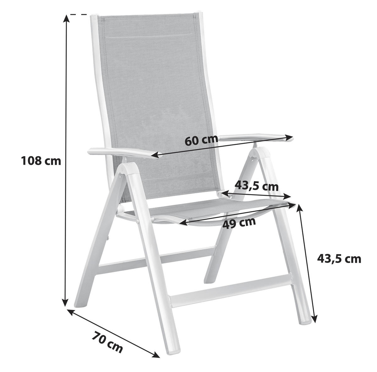 GARTENKLAPPSESSEL-SET Aluminium Schwarz  - Silberfarben/Schwarz, ROMANTIK / LANDHAUS, Textil/Metall (60/108/70cm) - Gardenson