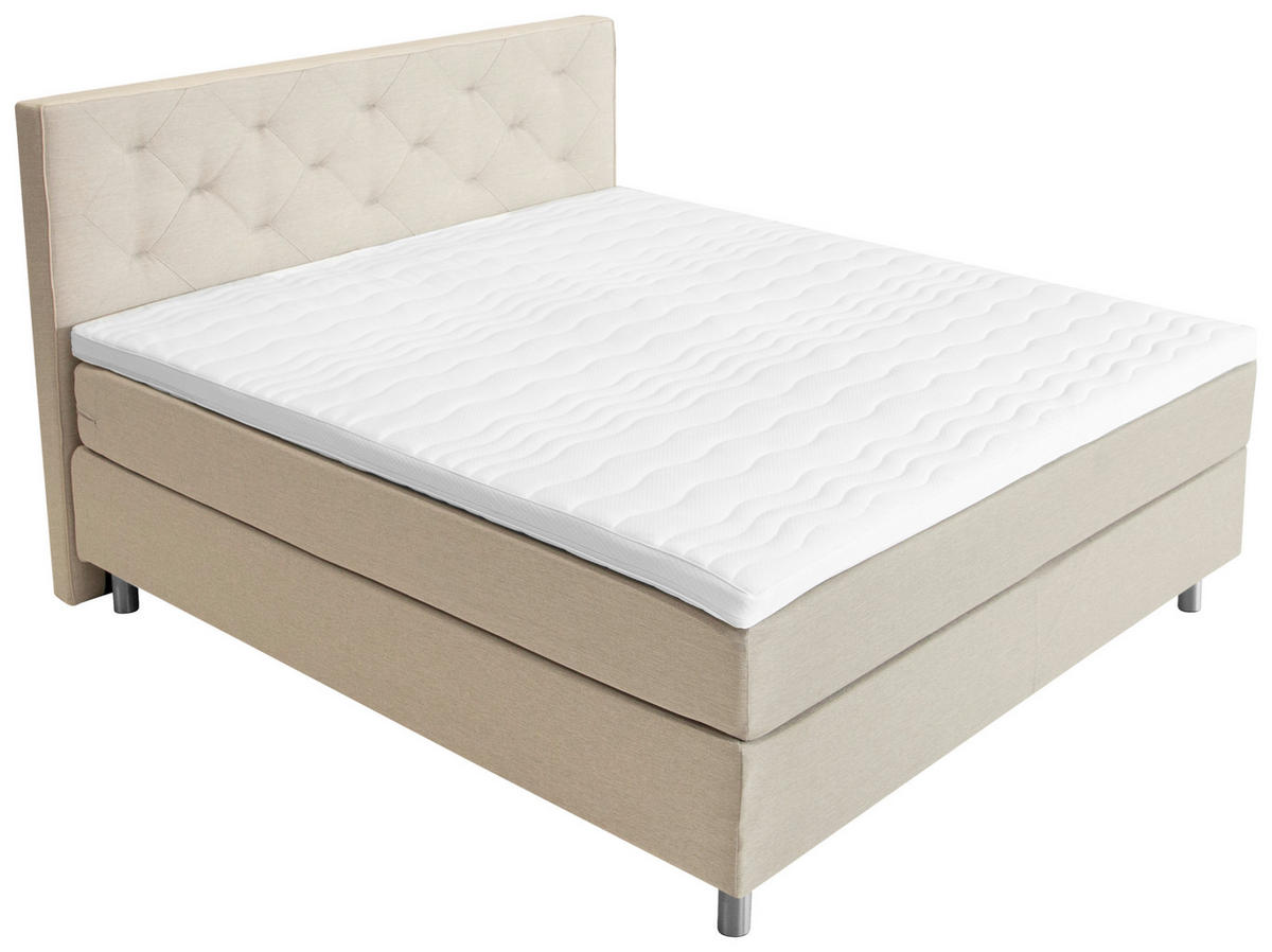 BOXSPRINGBETT 180/200 cm  in Beige  - Beige/Alufarben, KONVENTIONELL, Textil/Metall (180/200cm) - Welnova