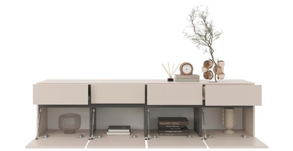 LOWBOARD  in 200/52,8/40 cm  - Kaschmir/Schwarz, Design, Holzwerkstoff (200/52,8/40cm) - Xora