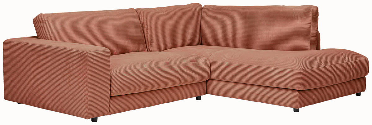 ECKSOFA Rostfarben Cord  - Rostfarben/Schwarz, Design, Kunststoff/Textil (265/224cm) - Hom`in