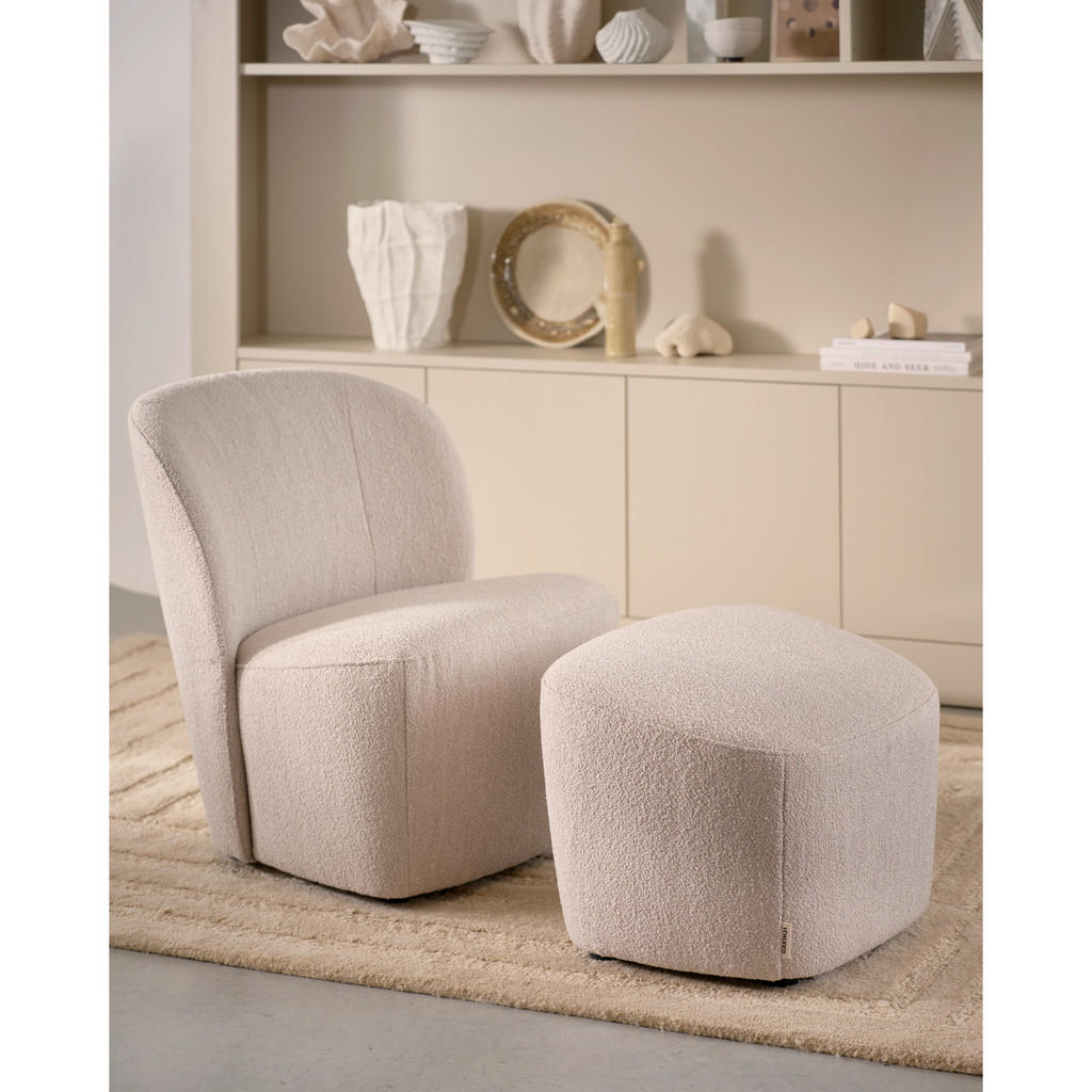 Thumbnail - Livetastic Hocker Lofty, Natur, Textil, rund, 62x41x48 cm, Made in EU, Wohnzimmer, Hocker, Sitzhocker