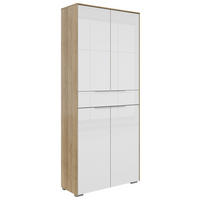 AKTENSCHRANK Weiß, Eichefarben  - Eichefarben/Weiß, KONVENTIONELL, Glas/Holzwerkstoff (81/199/37cm) - Voleo