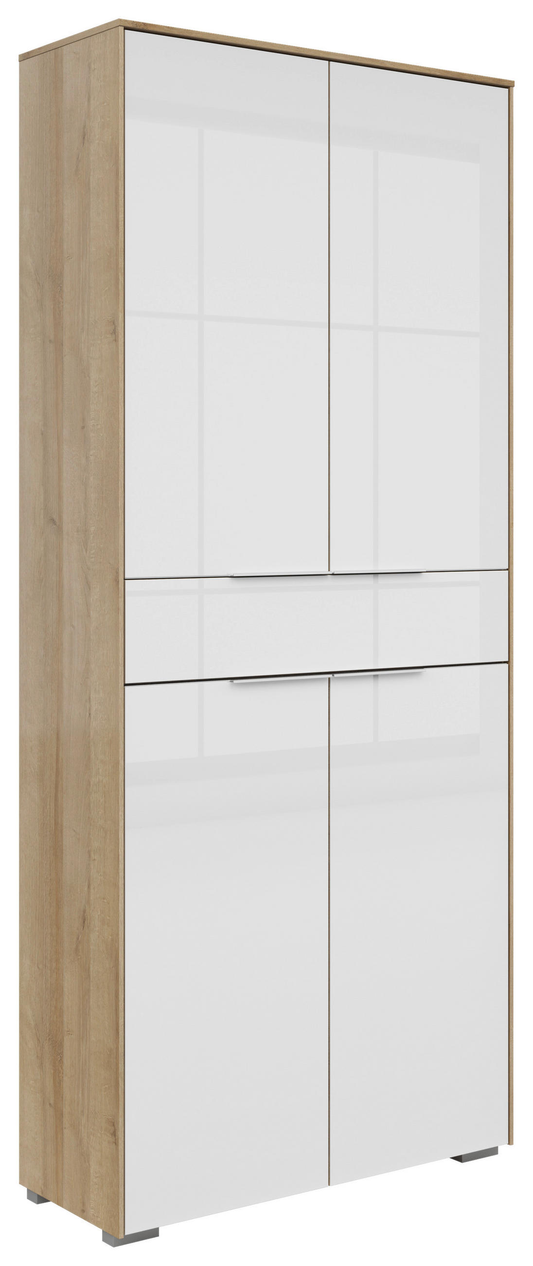 AKTENSCHRANK Weiß, Eichefarben  - Eichefarben/Weiß, KONVENTIONELL, Glas/Holzwerkstoff (81/199/37cm) - Voleo