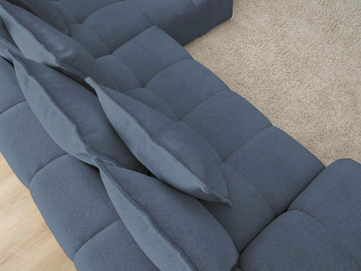 ECKSCHLAFSOFA EVEREST  mit Rücken echt, Armteil links, Armteil rechts Flachgewebe Dunkelblau  - Schwarz/Dunkelblau, MODERN, Kunststoff/Textil (318/180cm) - Livetastic