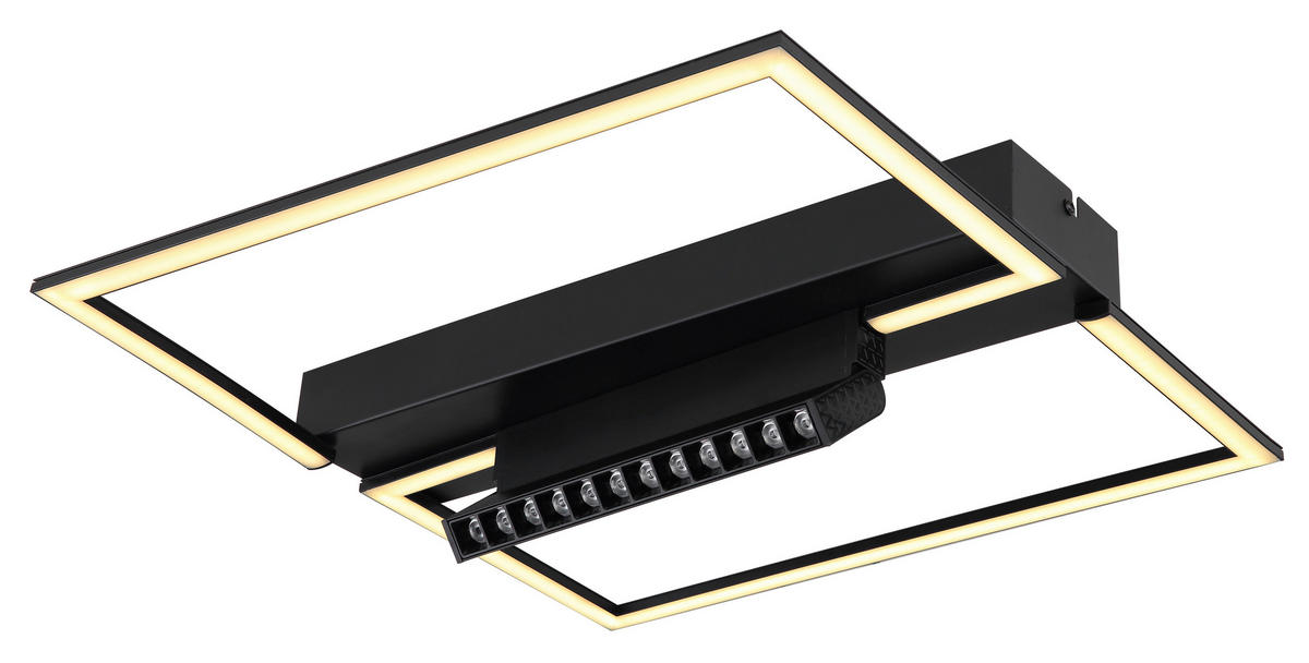 LED-DECKENLEUCHTE 42/42/11 cm   - Opal/Schwarz, Design, Kunststoff/Metall (42/42/11cm) - Globo