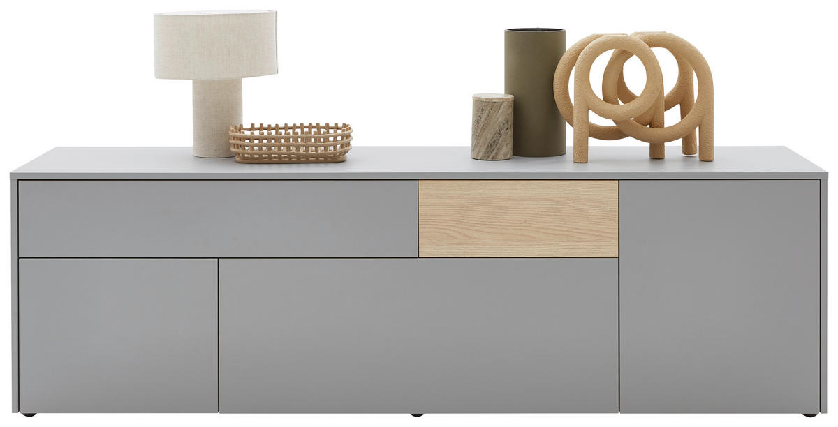 LOWBOARD  in 184/57/41 cm  - Eichefarben/Schwarz, Design, Holzwerkstoff/Kunststoff (184/57/41cm) - Voleo