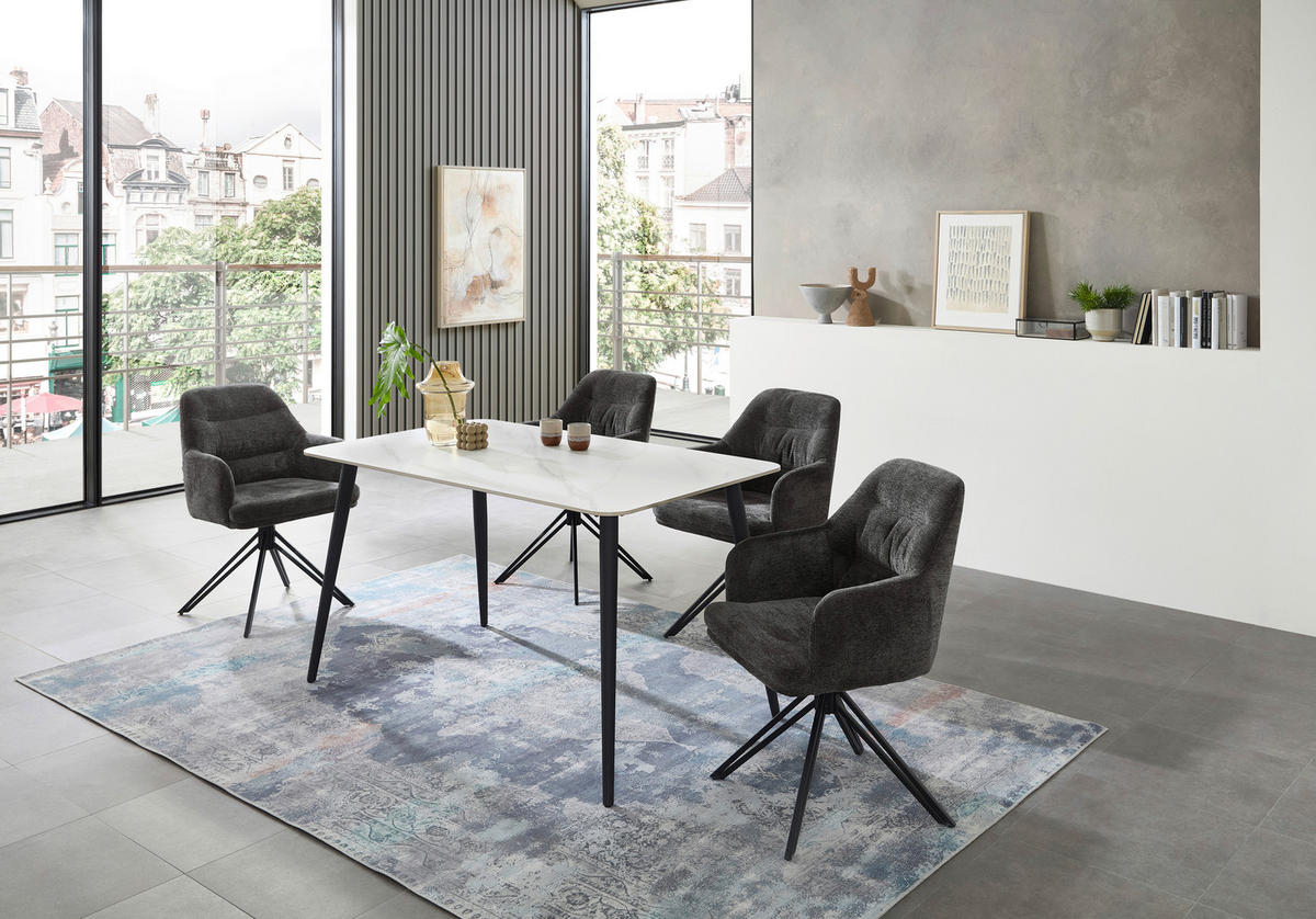 ŽIDLE S PODRUČKAMI, mikrovlákno, antracitová - černá/antracitová, Moderní, kov/textil (56,5/85,5/60cm) - MID.YOU