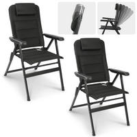 CAMPINGSESSEL-SET - Schieferfarben/Schwarz, Basics, Textil/Metall (62/112/77cm) - Modante
