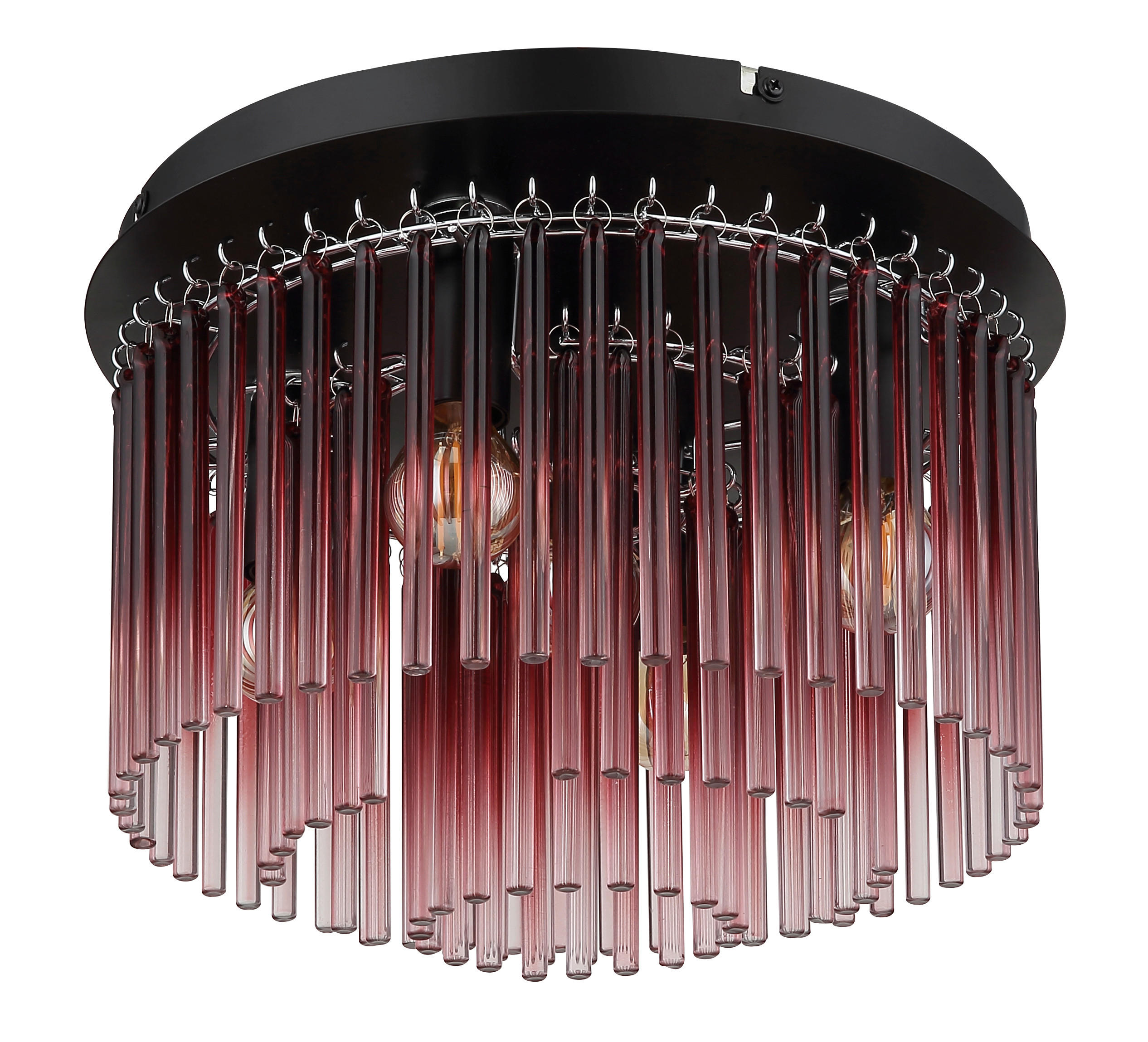 Globo Deckenleuchte Gorley Klar, Rot, Schwarz, Chrom, Brombeere 23 cm