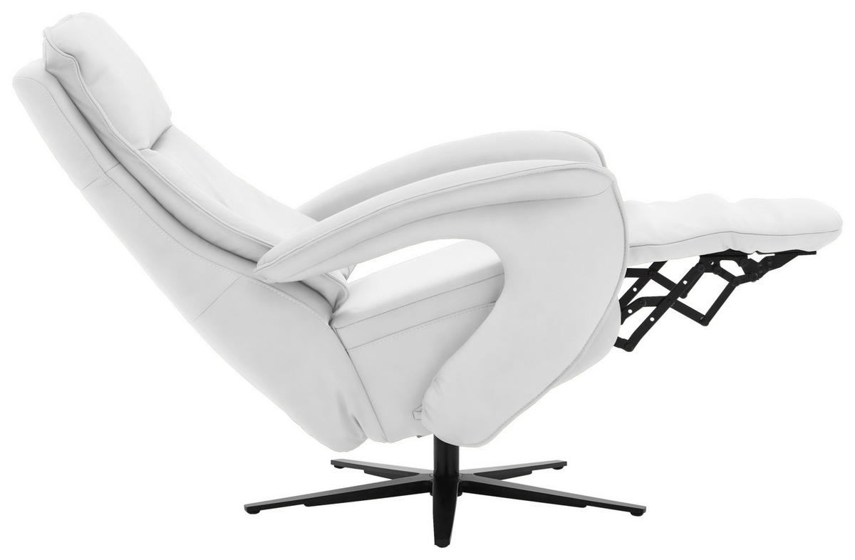 RELAXSESSEL in Leder Weiss  - Weiss/Schwarz, Design, Leder/Metall (77/110/87cm) - Valdera