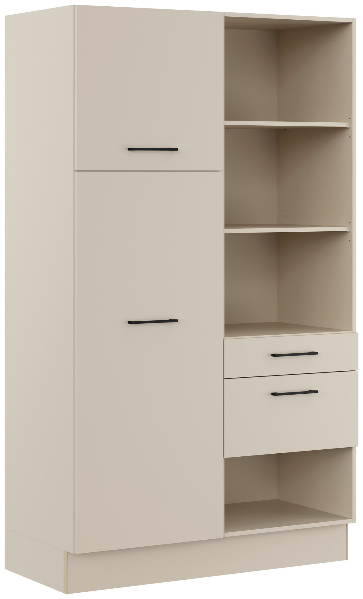 MEHRZWECKSCHRANK 120/206,2/58 cm  - Hellgrau/Schwarz, Basics, Holzwerkstoff/Metall (120/206,2/58cm) - Impuls