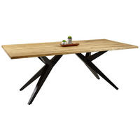 ESSTISCH Eiche massiv rechteckig Schwarz, Eichefarben  - Eichefarben/Schwarz, Design, Holz/Metall (200/100/76cm) - Musterring