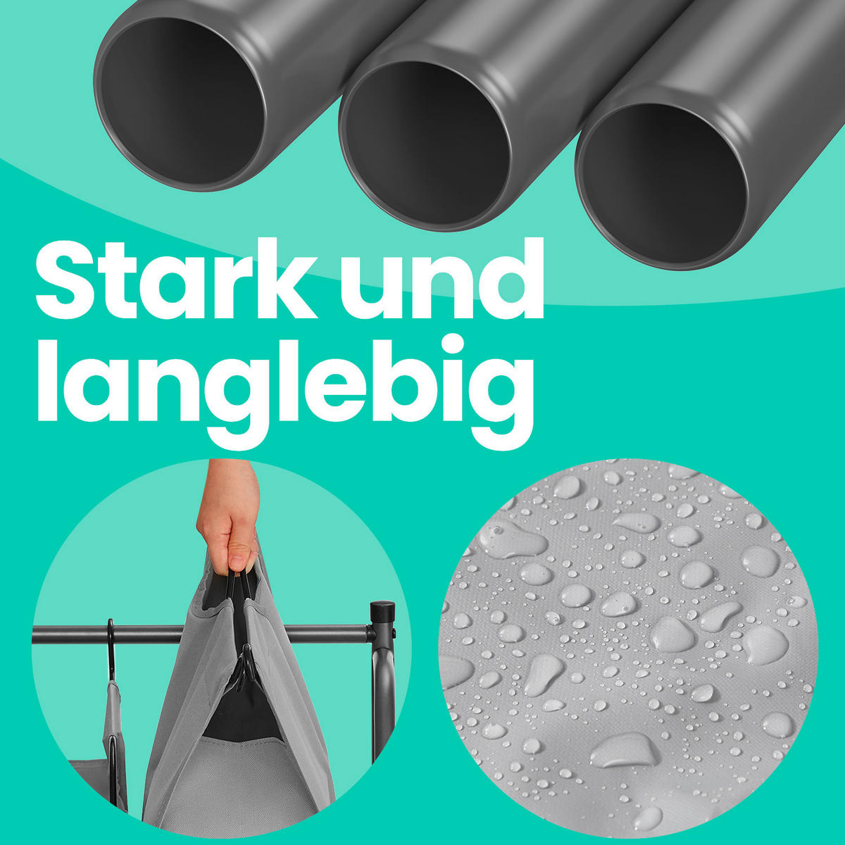 WÄSCHESAMMLER - Grau, Basics, Textil/Metall (87,5/81/38,5cm)