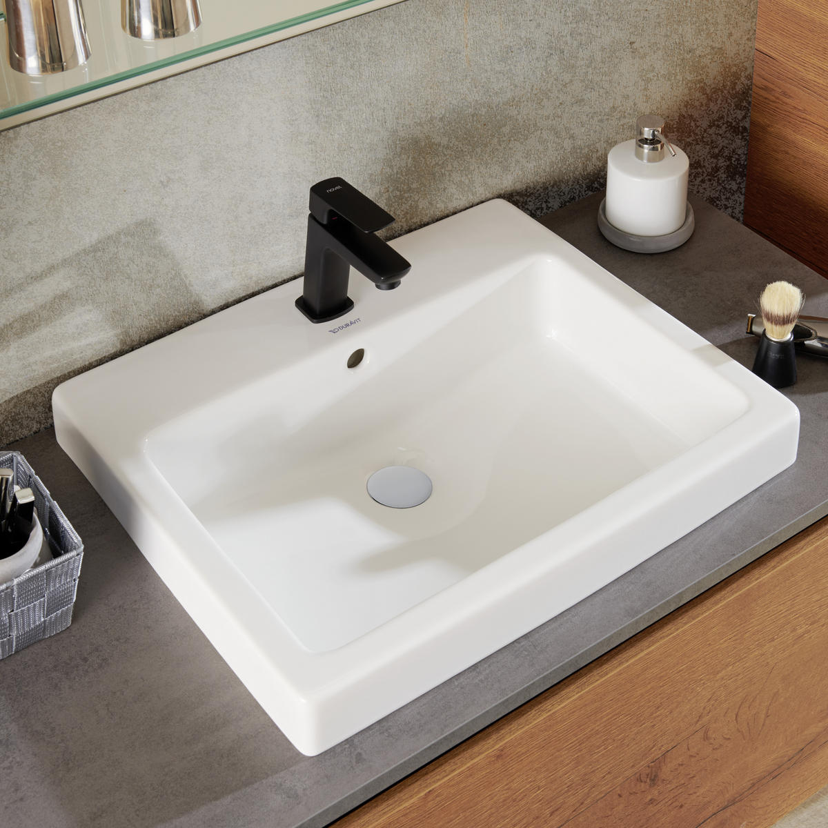BADEZIMMER  in 142,5 cm  - Eichefarben/Weiß, Design, Glas/Keramik (142,5cm) - Moderano