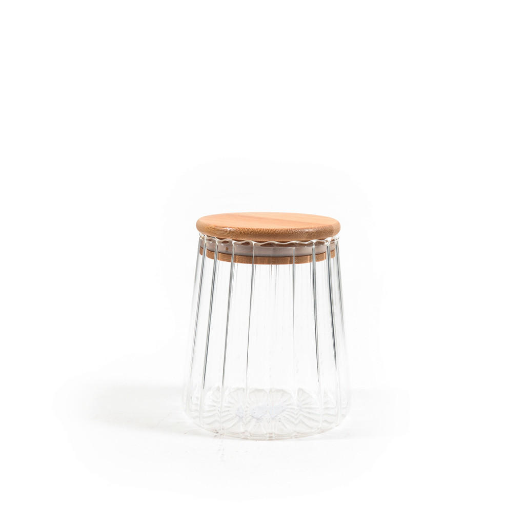 POSODA ZA SHRANJEVANJE        10/11,5 cm      - prozorno, Basics, steklo/les (10/11,5cm)
