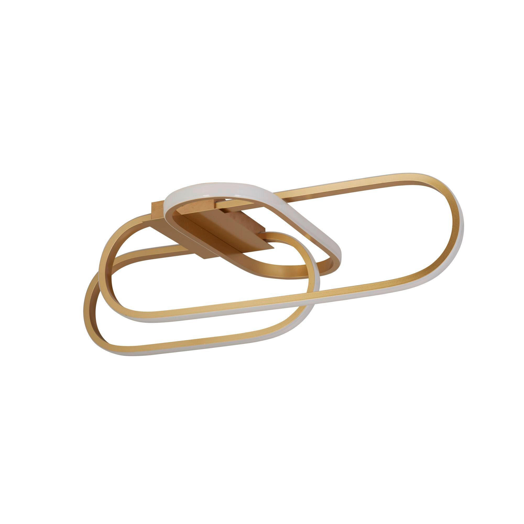 LED-DECKENLEUCHTE Clip 65/38,5/18 cm   - Goldfarben/Weiß, Design, Metall (65/38,5/18cm) - Searchlight