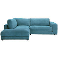 ECKSOFA in Cord Petrol  - Petrol/Schwarz, Design, Kunststoff/Textil (224/265cm) - Hom`in