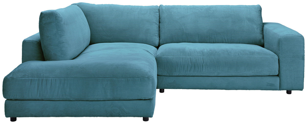 ECKSOFA in Cord Petrol  - Petrol/Schwarz, Design, Kunststoff/Textil (224/265cm) - Hom`in
