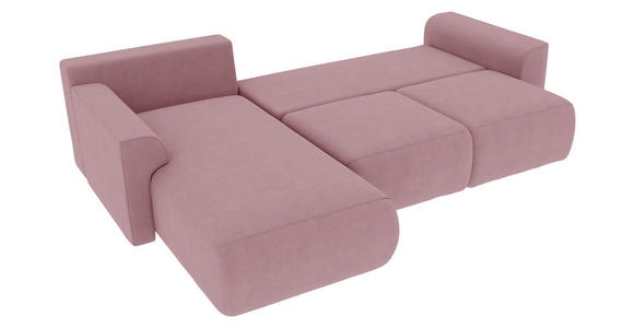 ECKSOFA in Velours Rosa  - Chromfarben/Rosa, KONVENTIONELL, Kunststoff/Textil (195/293cm) - Carryhome