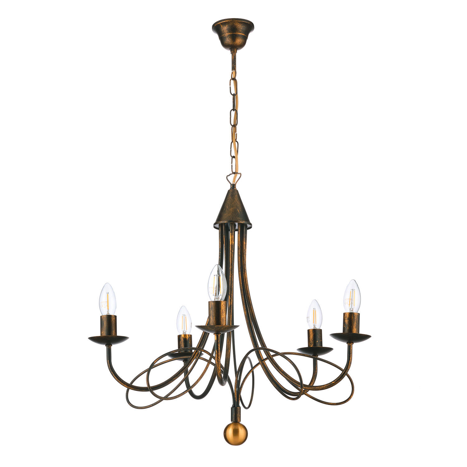 KRONLEUCHTER 5099 MILVIA 60/60/110 cm   - Braun, KONVENTIONELL, Metall (60/60/110cm)