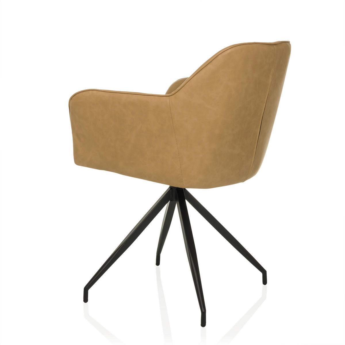 ARMLEHNSTUHL  in Lederlook  - Cognac/Schwarz, MODERN, Leder/Metall (61/90/56cm) - MID.YOU