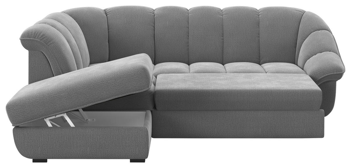 ECKSOFA Anthrazit Chenille Bettkasten, Schlaffunktion, Rücken echt  - Anthrazit/Schwarz, KONVENTIONELL, Kunststoff/Textil (222/260cm) - Welnova