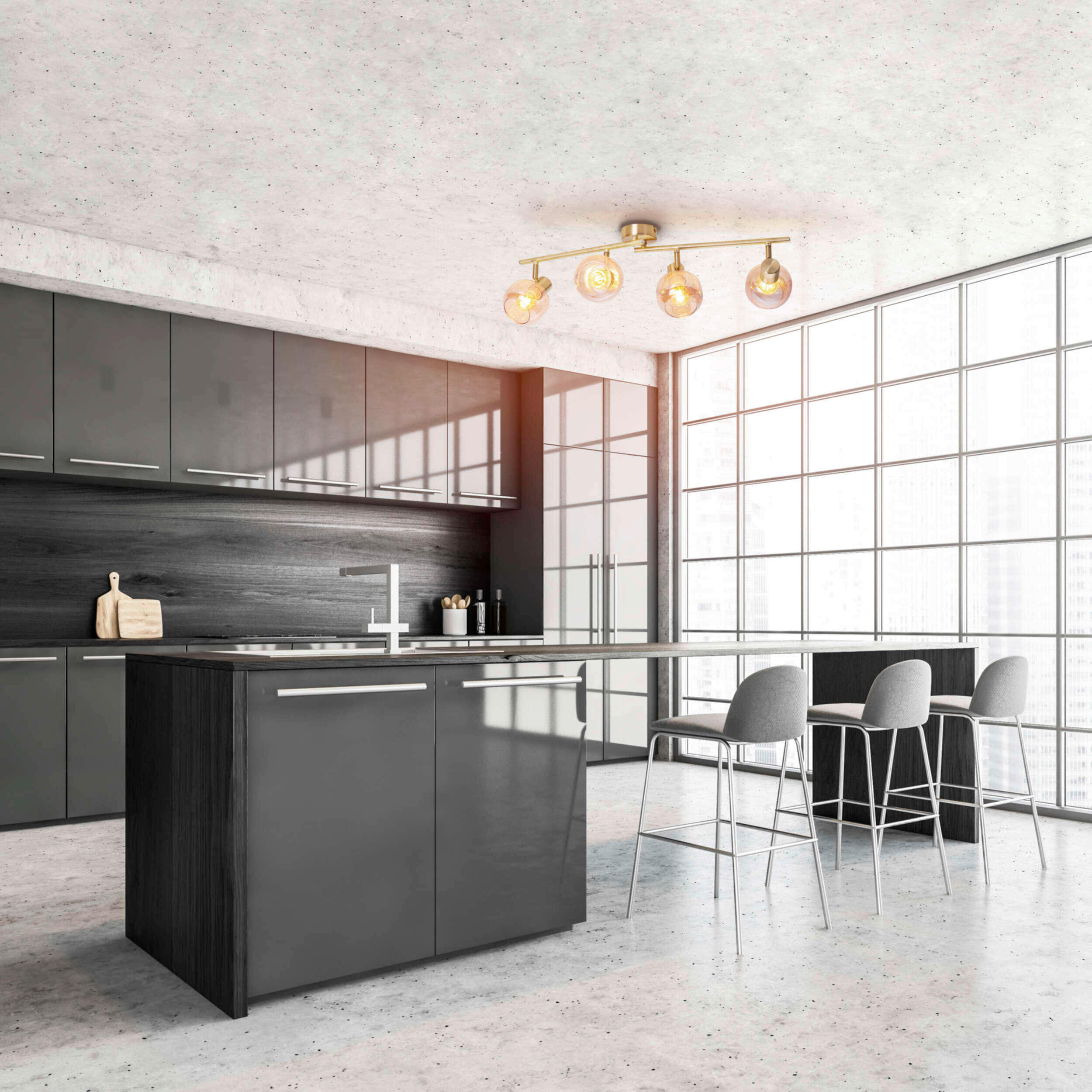 DECKENLEUCHTE Libby 80/80/20 cm   - Messingfarben, Design, Glas/Metall (80/80/20cm) - Näve