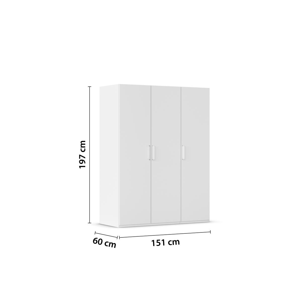 DREHTÜRENSCHRANK in Weiss  - Weiss/Silberfarben, Design, Holzwerkstoff/Kunststoff (151/197/60cm) - Novel
