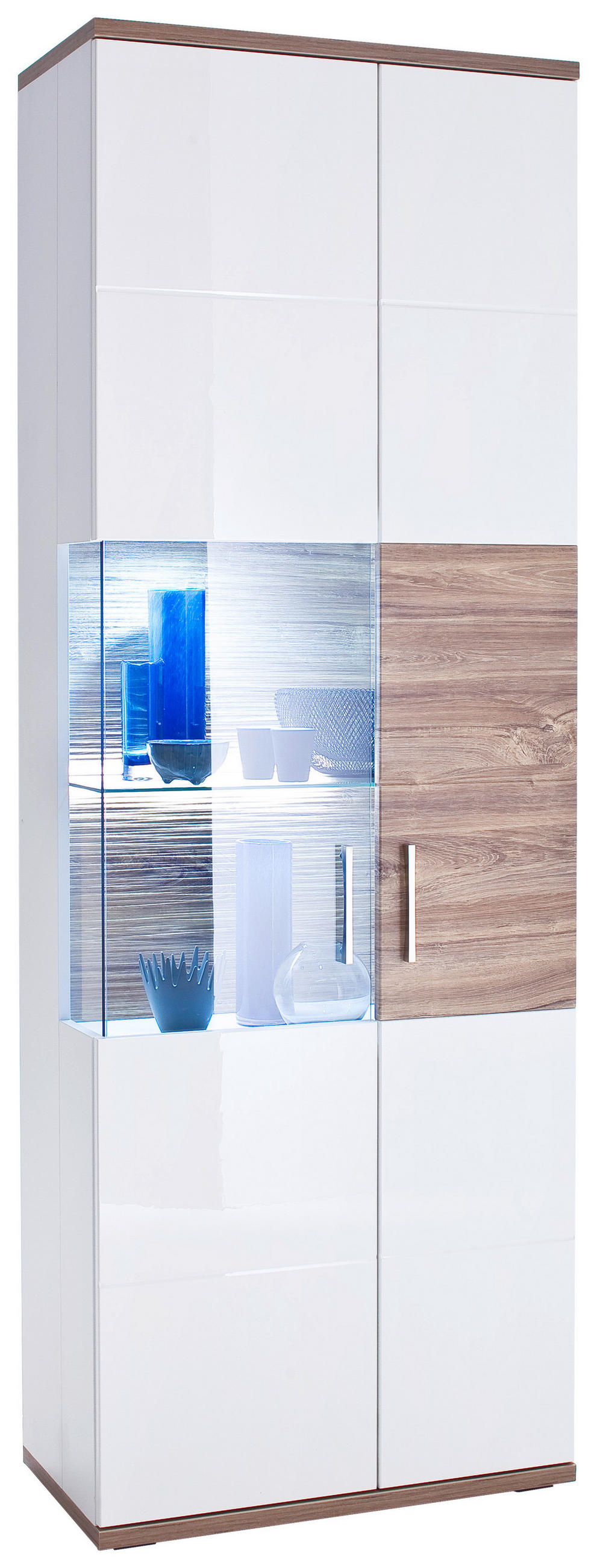 VITRINE  in Weiß, Eichefarben - Eichefarben/Weiß, Design, Glas/Holzwerkstoff (70/199/37cm) - Livetastic