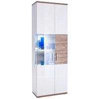 VITRINE  in Weiß, Eichefarben - Eichefarben/Weiß, Design, Glas/Holzwerkstoff (70/199/37cm) - Livetastic