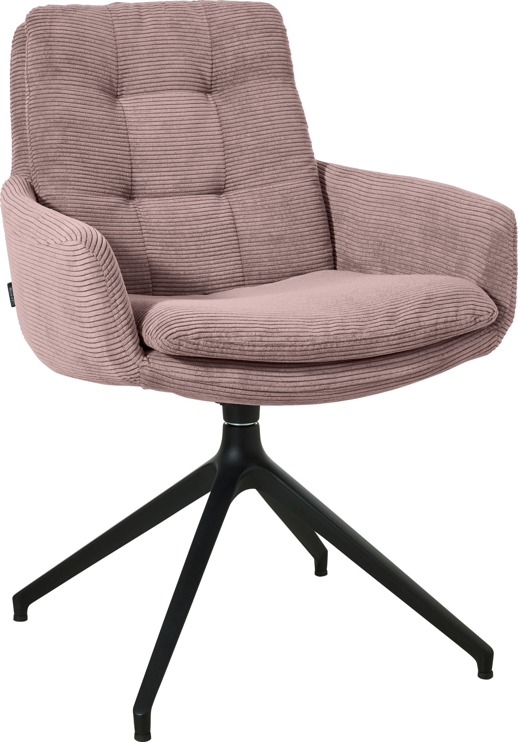 ARMLEHNSTUHL  Stoffauswahl, Typenauswahl, Sitzfläche 360° drehbar, Gestellauswahl Cord  Altrosa  - Schwarz/Altrosa, Design, Textil/Metall (63/90/69cm) - Johann Jakob