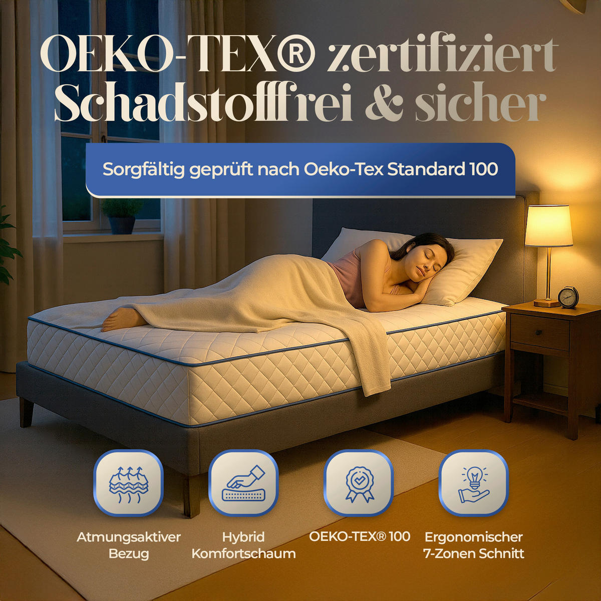 TASCHENFEDERKERNMATRATZE 80/200 cm, Höhe ca.: 18 cm, H2 = mittel, 7-Zonen - Weiß, Basics, Textil (80/200cm) - Chameo