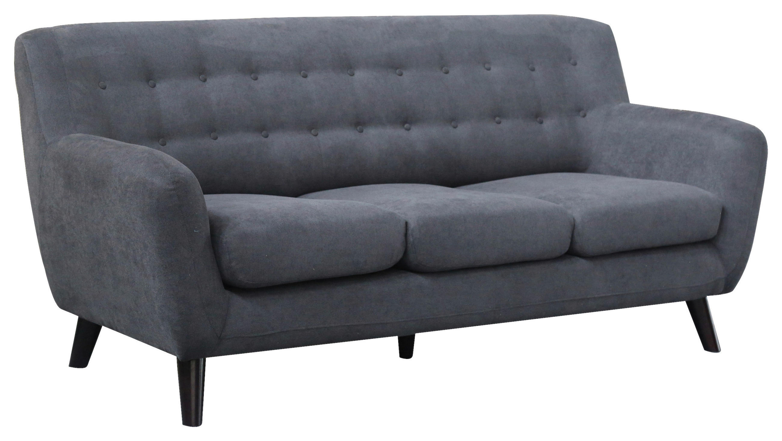 3-SITZER-SOFA in Mikrofaser Schwarz, Dunkelgrau  - Dunkelgrau/Schwarz, MODERN, Holz/Textil (181/82/85cm) - Luca Bessoni