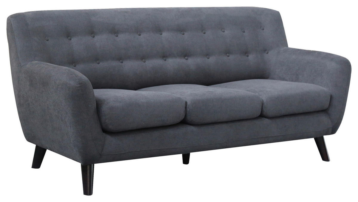 3-SITZER-SOFA in Mikrofaser Schwarz, Dunkelgrau  - Dunkelgrau/Schwarz, MODERN, Holz/Textil (181/82/85cm) - Luca Bessoni