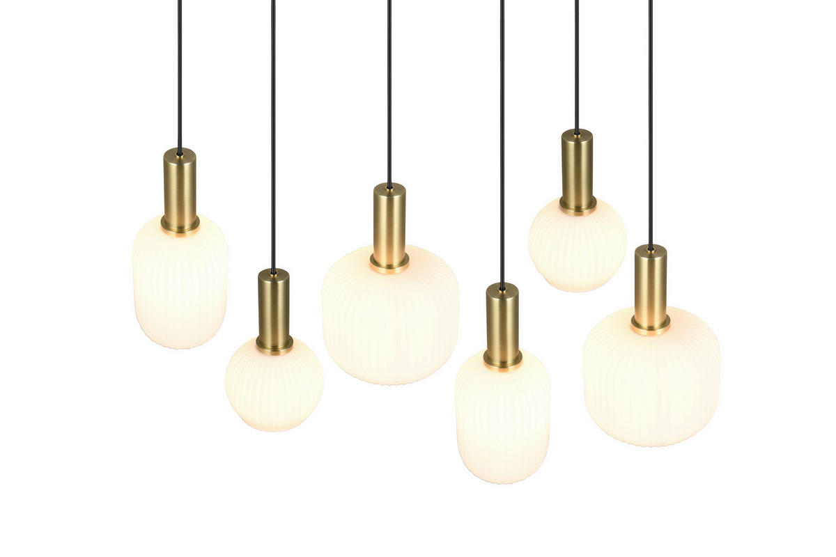 PENDELLEUCHTE 92/35/150 cm   - Messingfarben/Weiß, Design, Glas/Metall (92/35/150cm) - Trio Leuchten