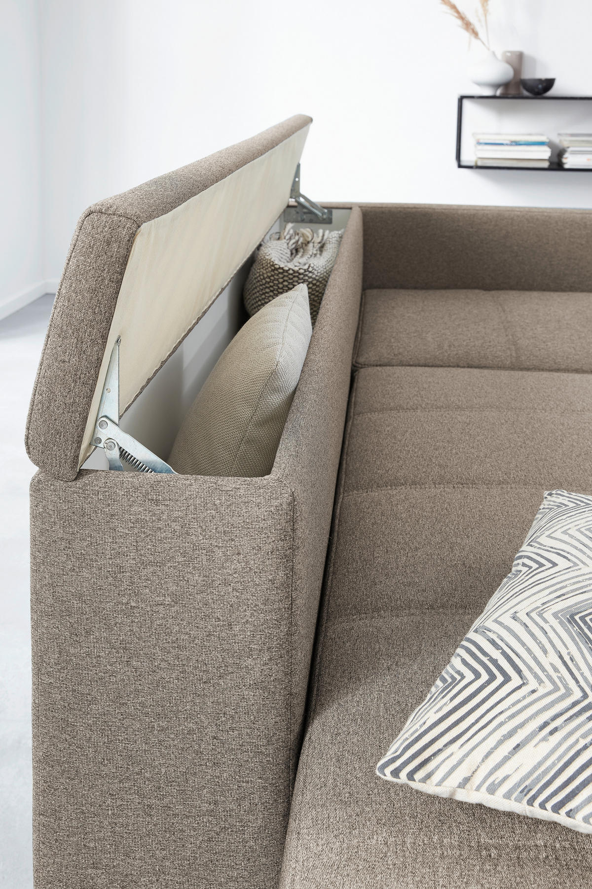 ECKSOFA LOOKS III Hellgrau Webstoff  - Hellgrau/Schwarz, Design, Kunststoff/Textil (229/287cm) - LOOKS by W.Joop