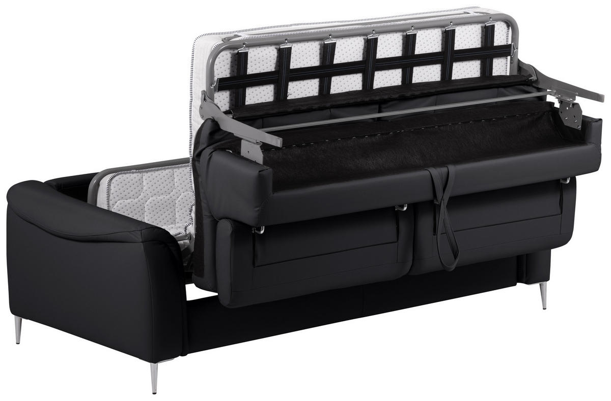 SCHLAFSOFA in Textil, Leder Schwarz  - Schwarz, Design, Leder/Textil (203/77-98/103cm) - MID.YOU