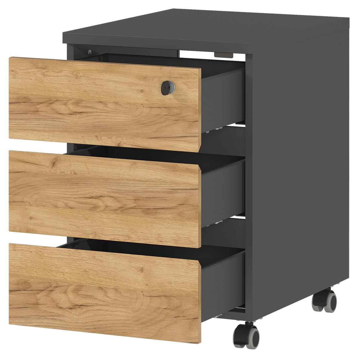 ROLLCONTAINER 41/60/50 cm  - Eichefarben/Graphitfarben, MODERN, Holzwerkstoff/Kunststoff (41/60/50cm) - Germania