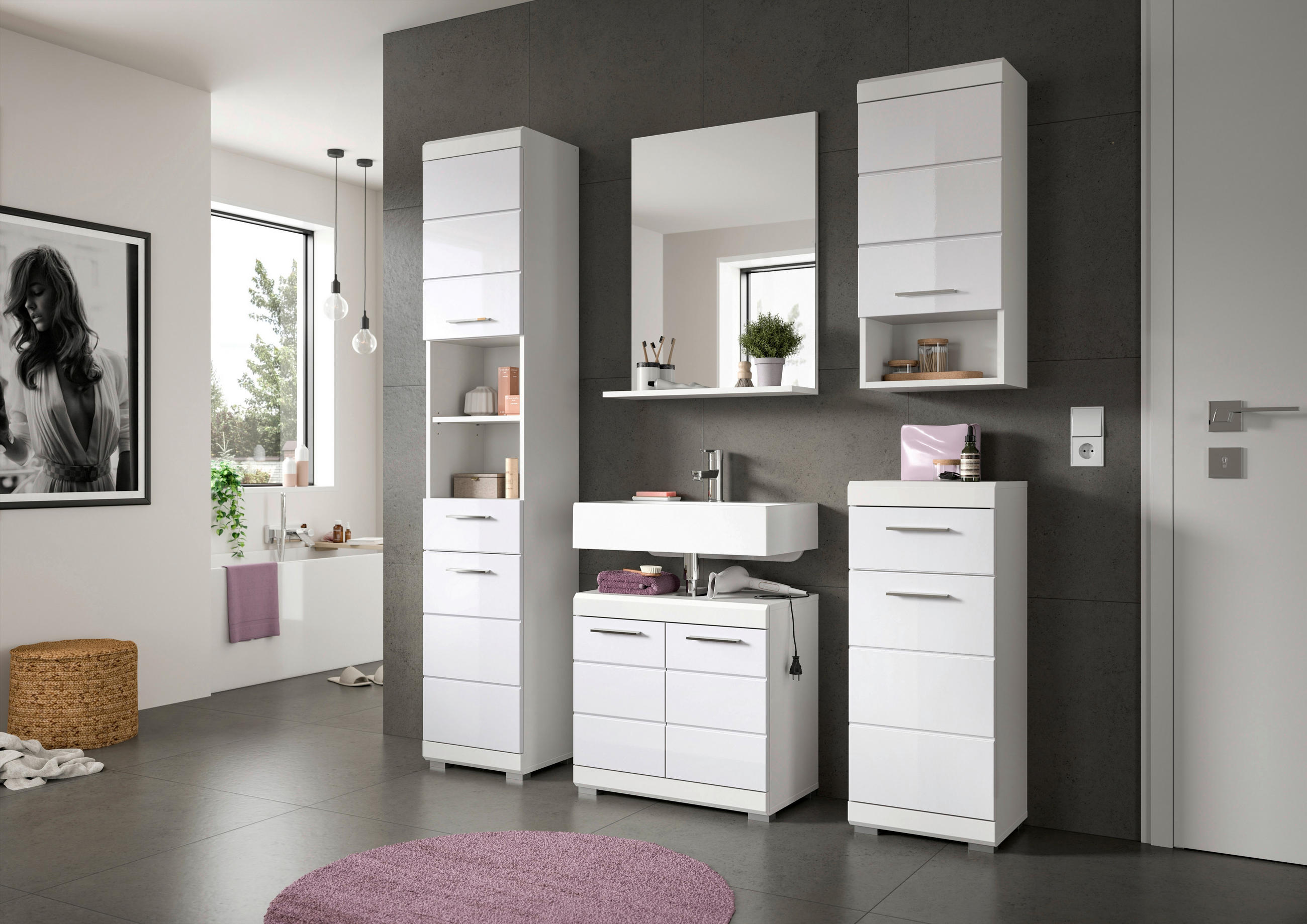 HÄNGESCHRANK 74/79/24 cm  - Weiss Hochglanz/Weiss, Modern, Holzwerkstoff/Kunststoff (74/79/24cm) - MID.YOU