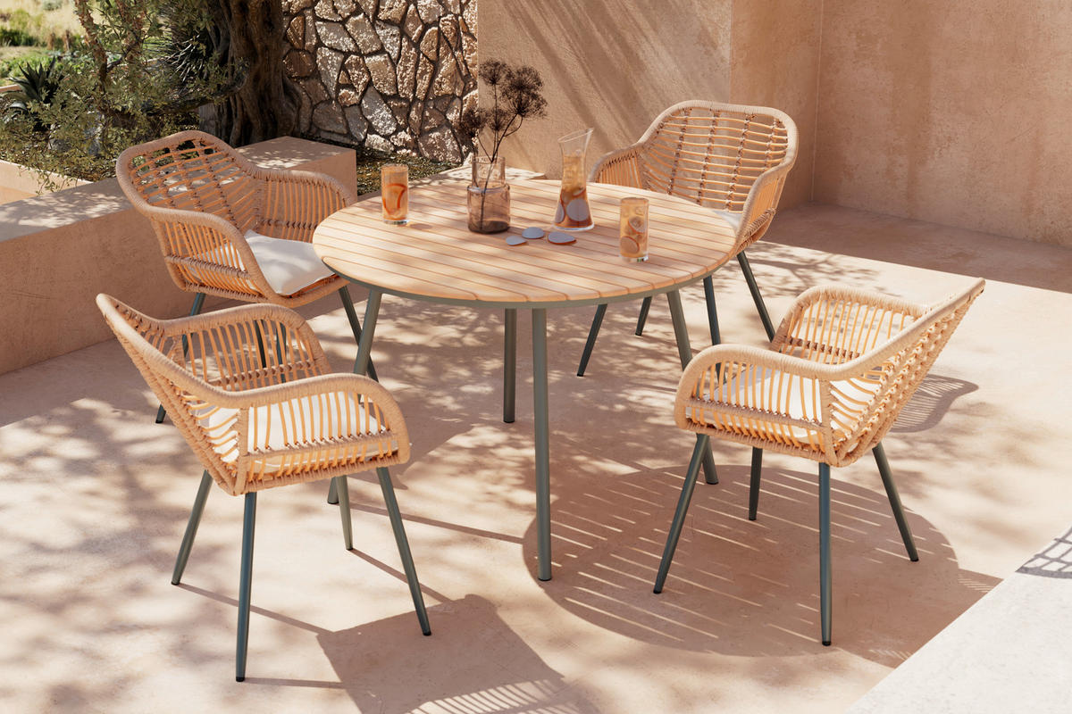 GARTENSTUHL Eisen Grau, Naturfarben, Beige  - Beige/Naturfarben, MODERN, Kunststoff/Textil (56l) - Ambia Garden