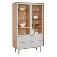 VITRINE Grau, Eichefarben  105/177/40 cm  - Eichefarben/Grau, Design, Glas/Holzwerkstoff (105/177/40cm) - home24