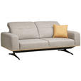 3-SITZER-SOFA in Struktur Beige  - Beige/Schwarz, Design, Holz/Textil (205/76-97/102cm) - Novel