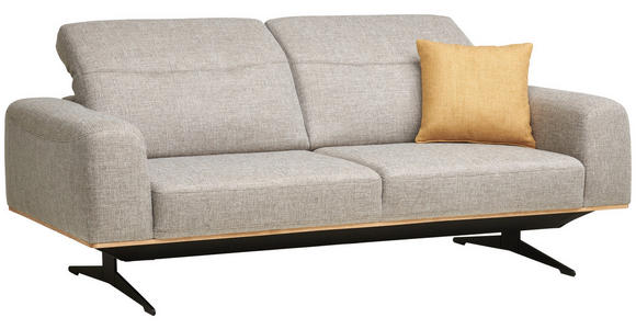 3-SITZER-SOFA in Struktur Beige  - Beige/Schwarz, Design, Holz/Textil (205/76-97/102cm) - Novel