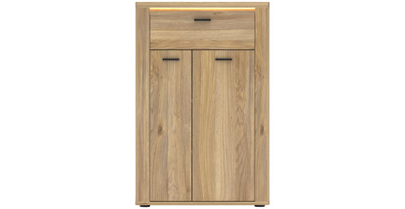 SCHUHSCHRANK 65/100/38 cm  - Eichefarben/Schwarz, KONVENTIONELL, Holzwerkstoff (65/100/38cm) - Xora