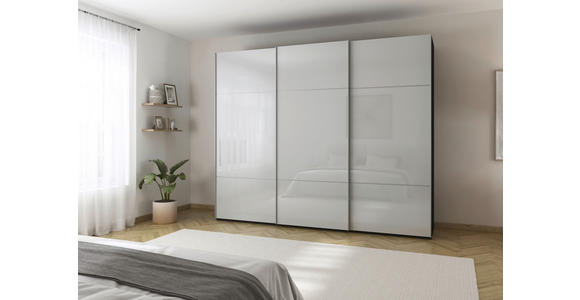 SCHWEBETÜRENSCHRANK  in Grau, Schwarz  - Alufarben/Schwarz, KONVENTIONELL, Glas/Holzwerkstoff (242/223/68cm) - Novel