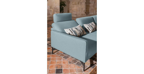 ECKSOFA in Flachgewebe, Struktur Hellblau  - Anthrazit/Hellblau, Design, Textil/Metall (254/230cm) - Ambiente