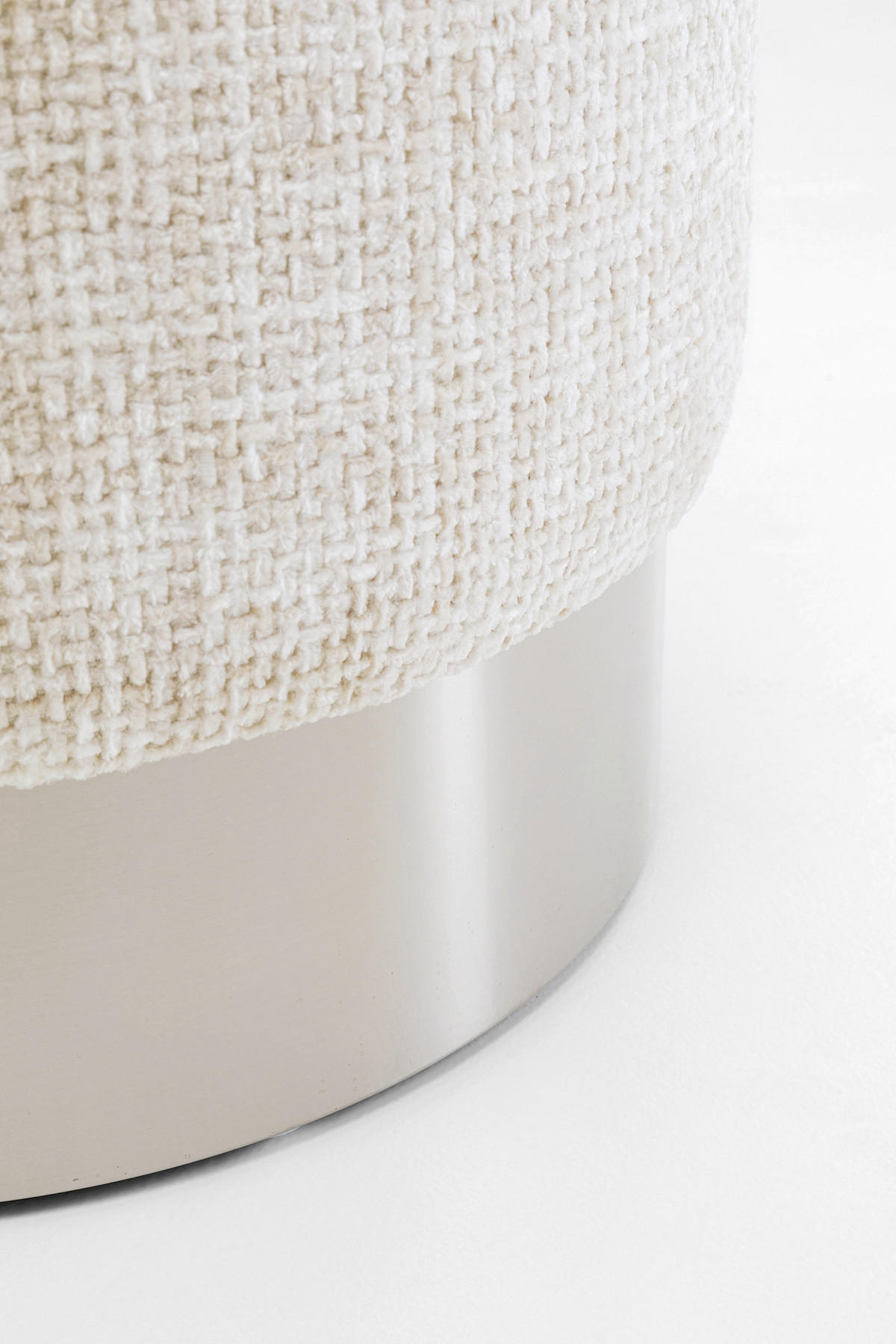 HOCKER Webstoff Silberfarben, Beige  - Beige/Silberfarben, KONVENTIONELL, Textil/Metall (39/47/39cm) - Kare-Design